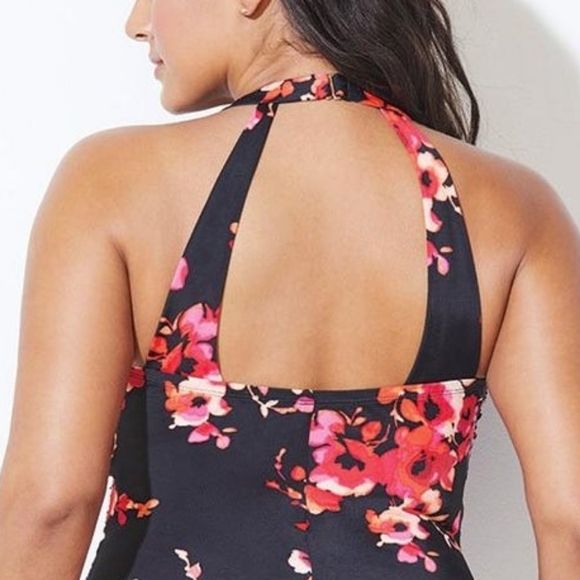 โญ๏ธ NWT SWIMSUITS FOR ALL Floral Halter 1-Piece Chlorine Resistent Swimsuit #1213 - Picture 3 of 10